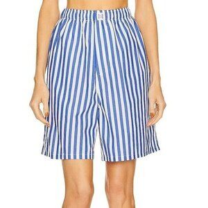 Helsa Cotton Poplin Stripe Pajama Short - Bright Blue Stripe